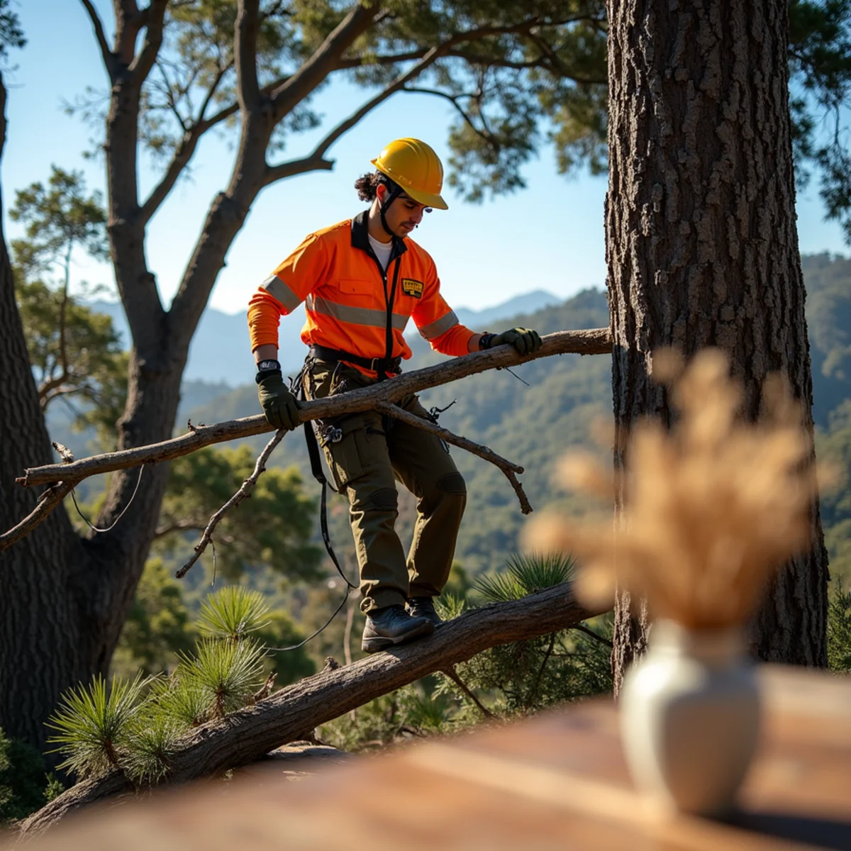 Sectional removal of dead Monterey pine before storm failure