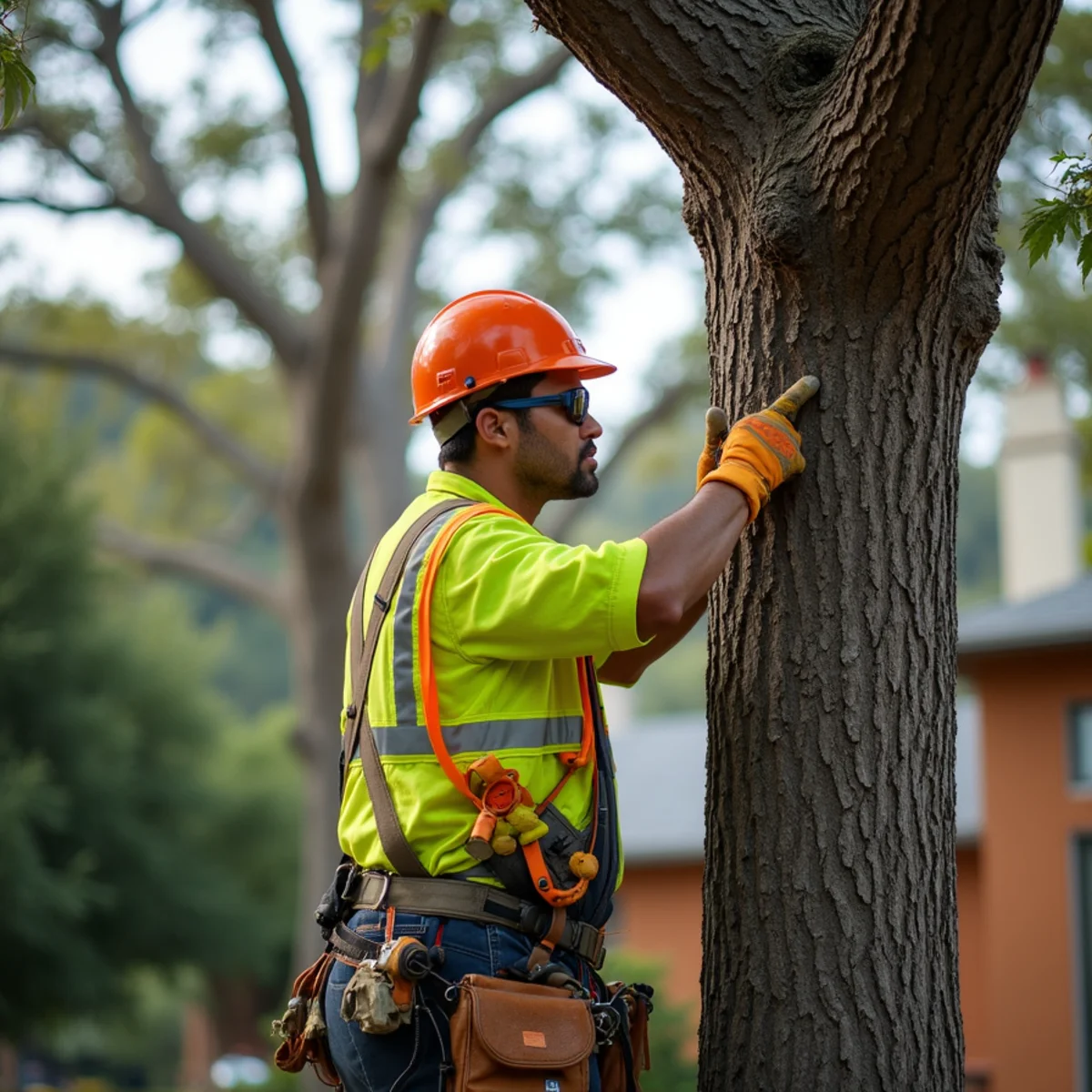 Arborist evaluation of encroaching overhanging tree branches