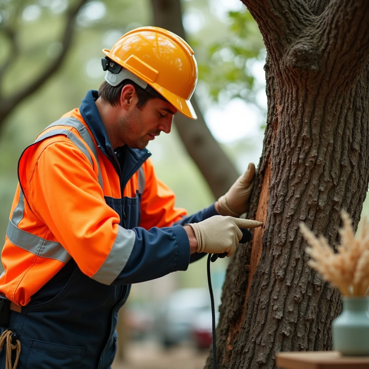 Preventative phosphite systemic bark treatment protecting healthy oaks