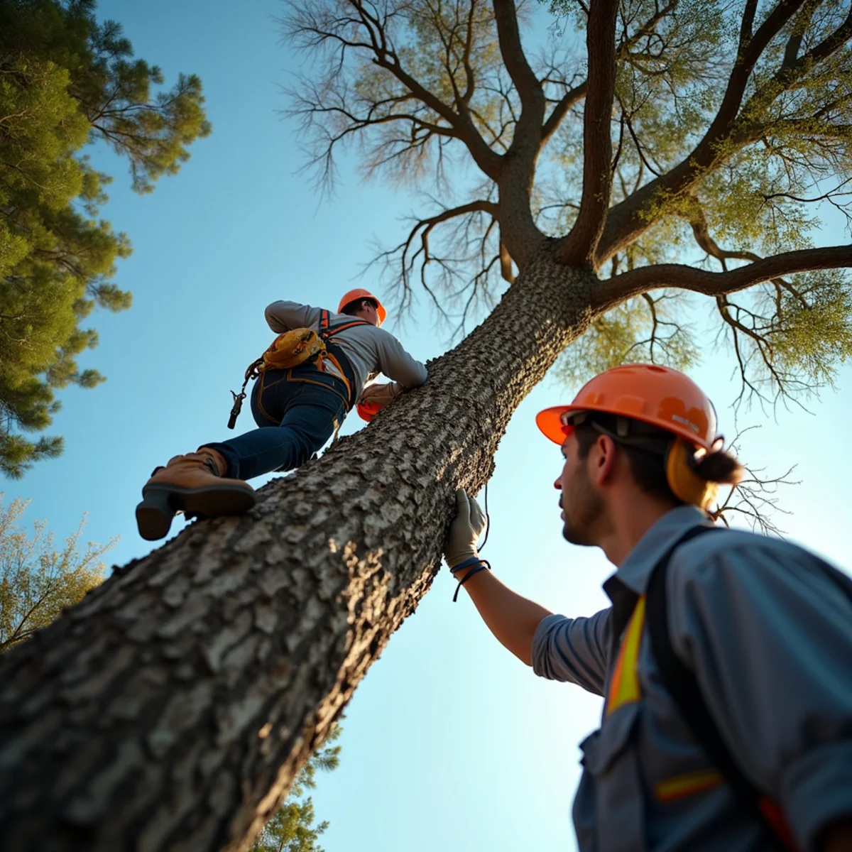 Tree branches entangled in overhead utility wires requiring PG&E response