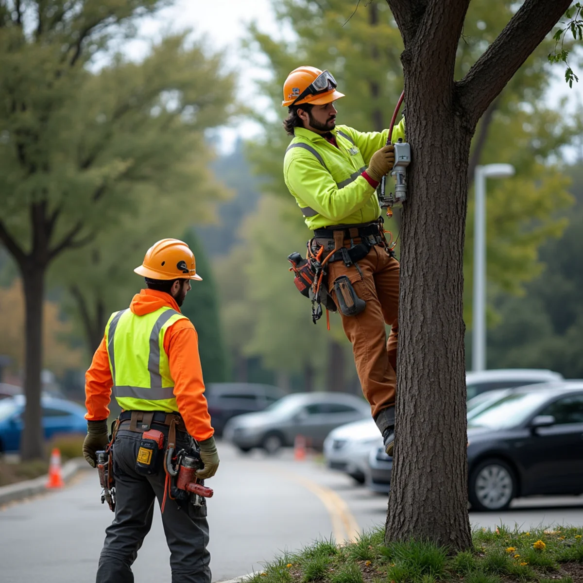 Pruning commercial sightlines to clear security cameras and light fixtures