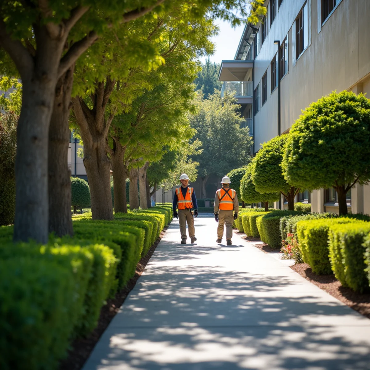 Pristine commercial property grounds following comprehensive tree care