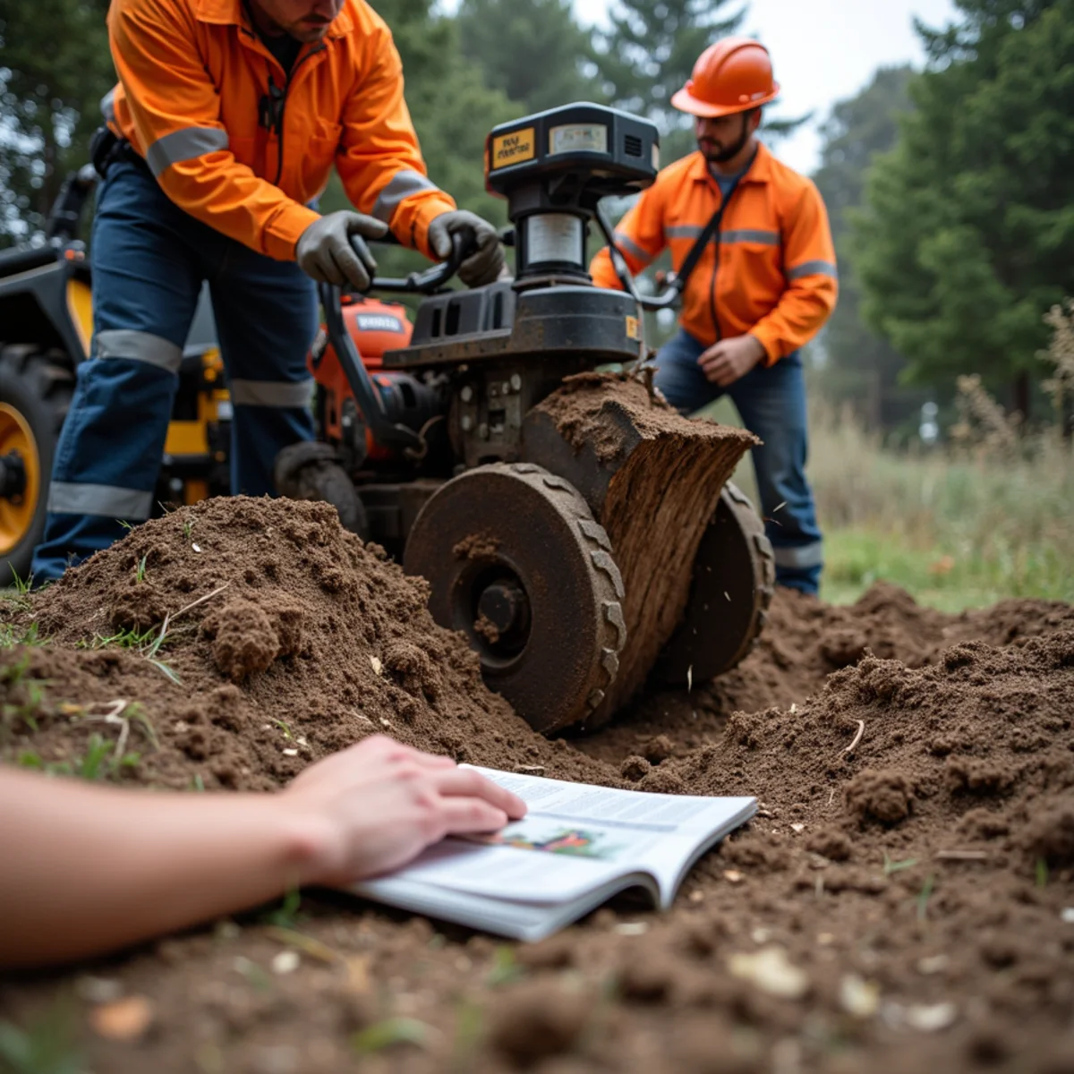 Deep root flare stump excavation on private Atherton property