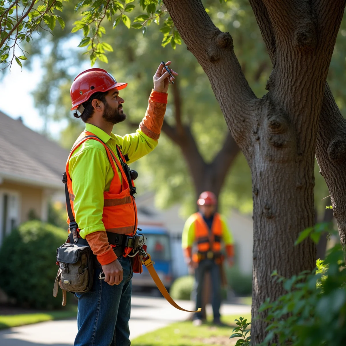 Dead branch hazard evaluation over residential driveway in East Palo Alto
