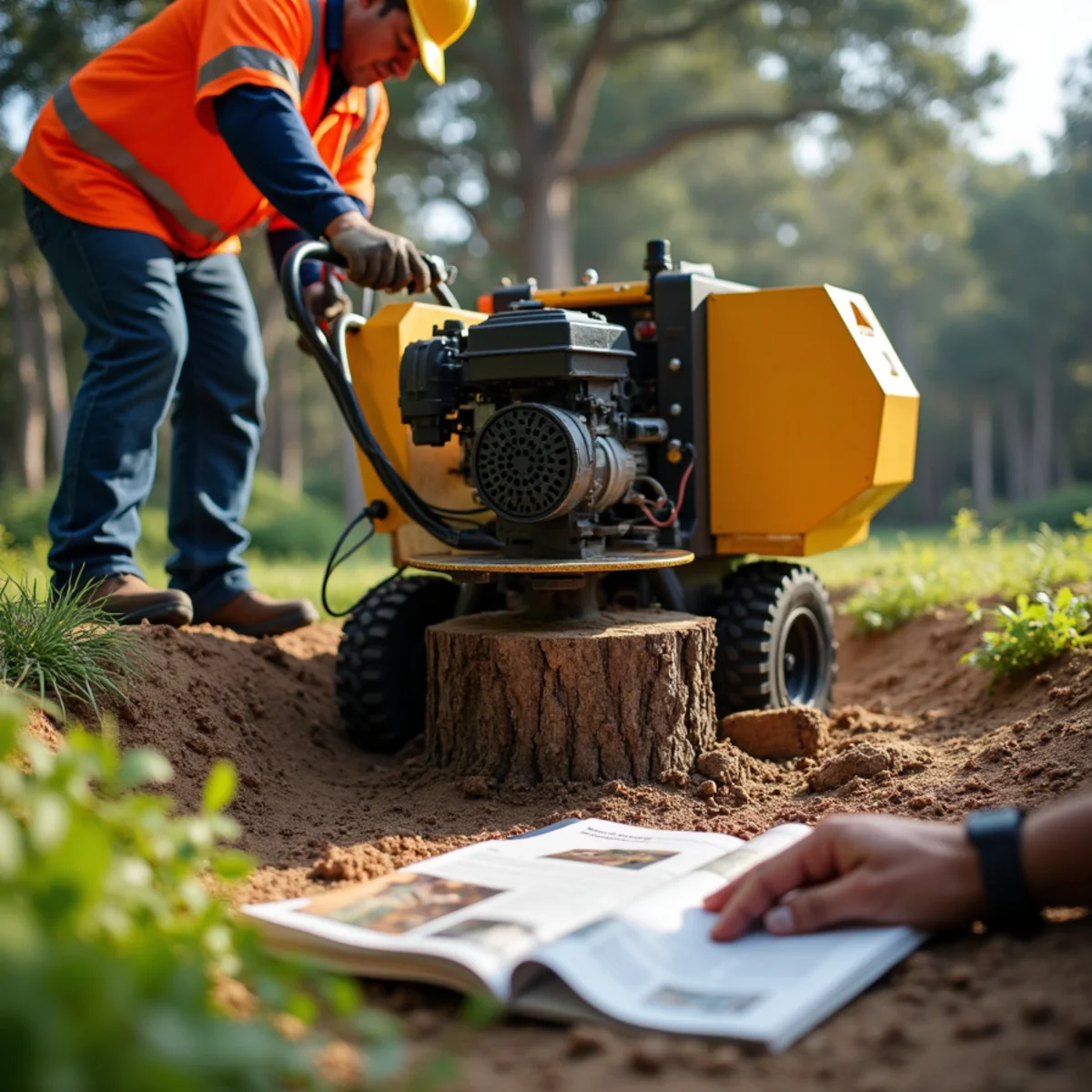 Utility-safe stump grinding near Foster City landscape irrigation