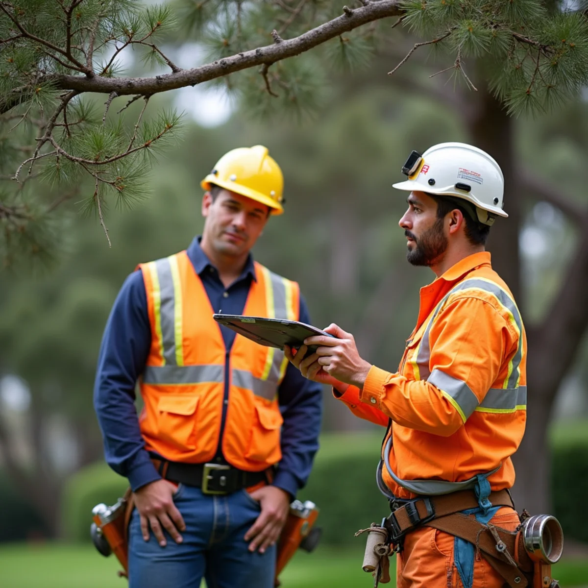 Storm hazard inspection on wind-exposed Millbrae trees