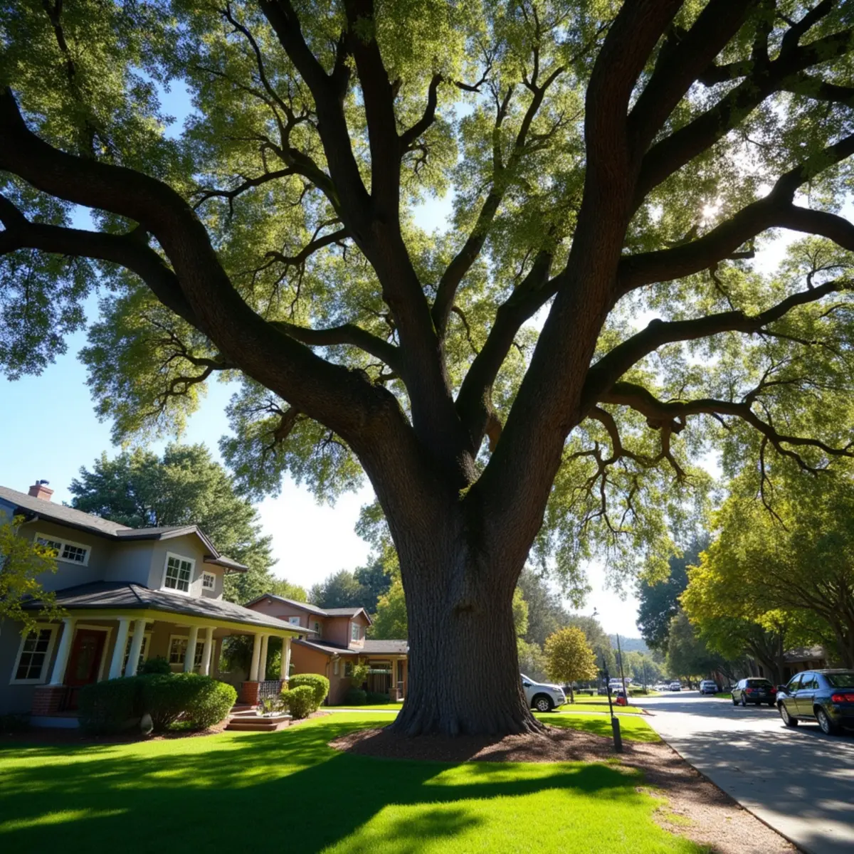 Heritage valley oak canopy management in residential Menlo Park