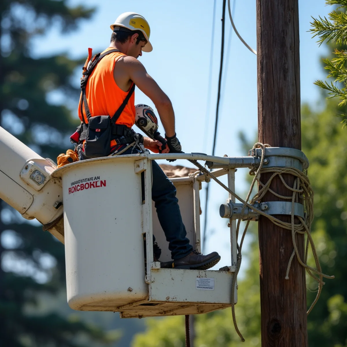 Specialized line clearance trimming maintaining clearance from electrical service drops