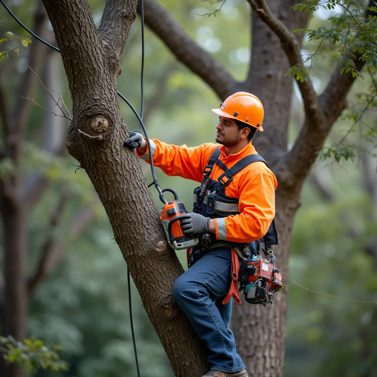 Cal/OSHA line-clearance pruning maintaining safe utility distance
