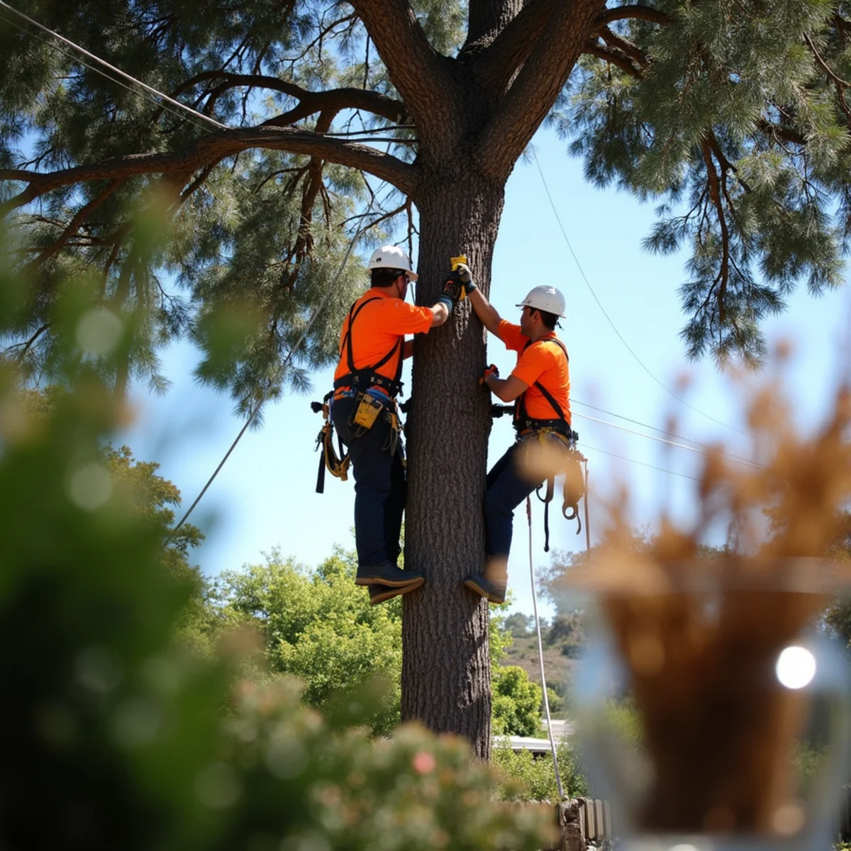 Code-compliant clearance span around electric service drop line